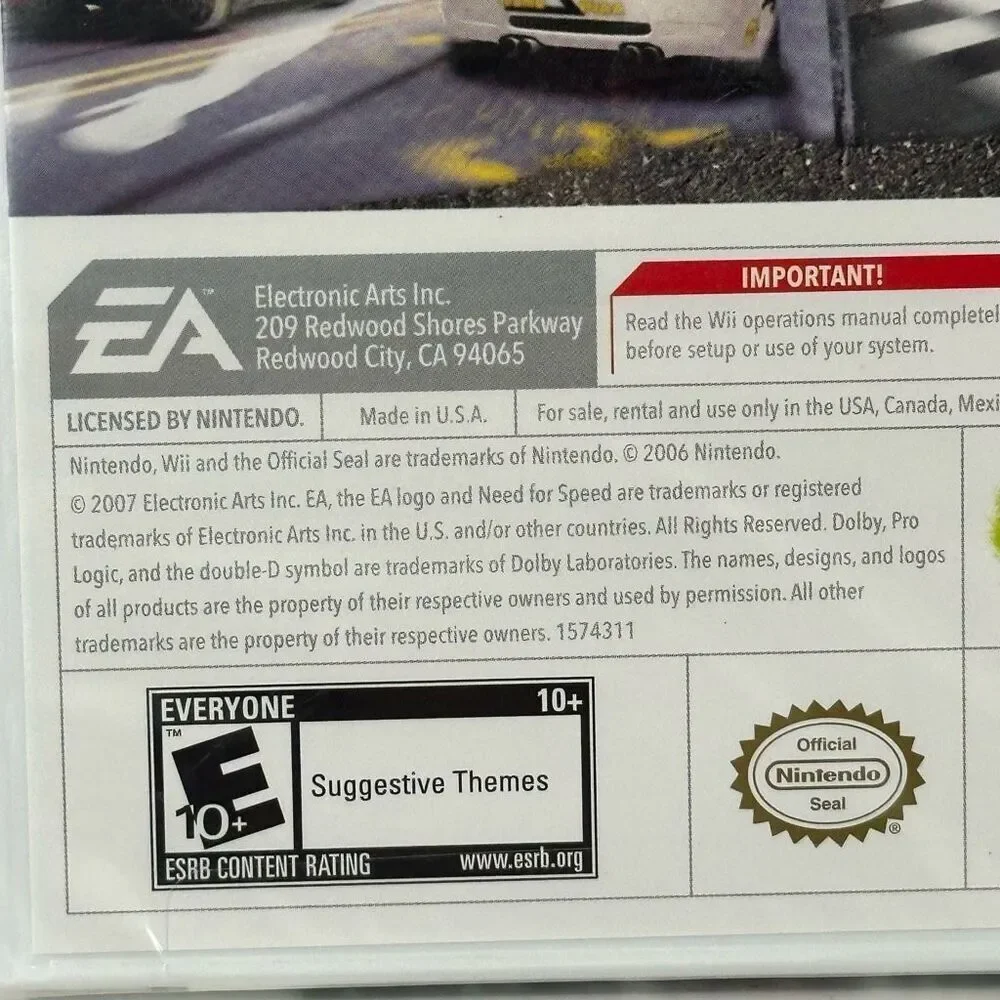 Nintendo Wii Game Need for Speed: Prostreet New